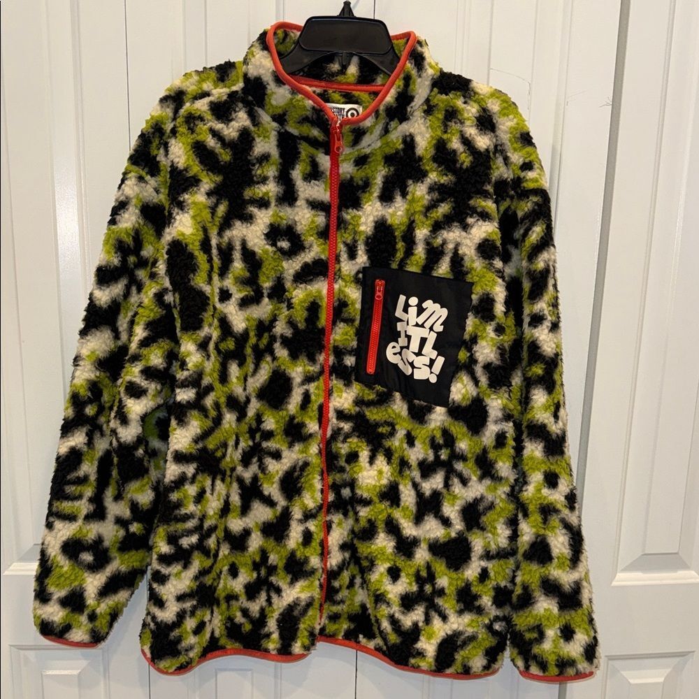 Target Lime Green, Black‎ & White Fleece Jacket with Contrast Zip